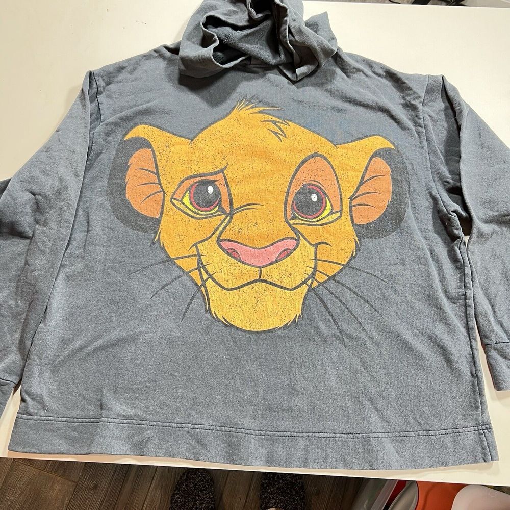 Zara Disney The‎ Lion King Simba Graphic Hoodie Gray Mens Large Vintage Style